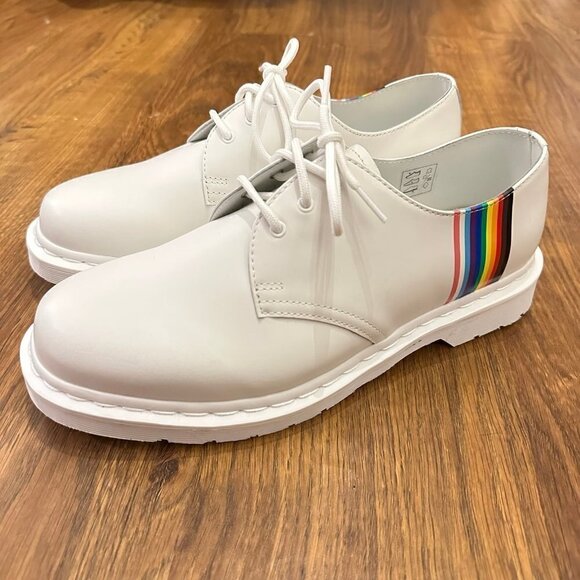 Dr. Martens White Oxfords with Rainbow Detail NWOT main image 11